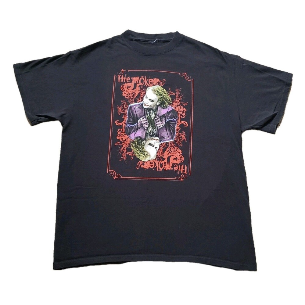 Vintage 2009 The Dark Knight Heath Ledger Joker XL Mens Black DC T-Shirt Batman